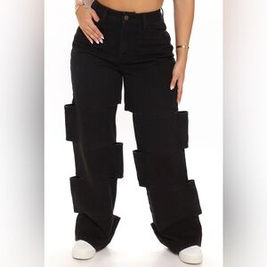 Fashion Nova Moving Parts Cut Out Wide Leg Jeans